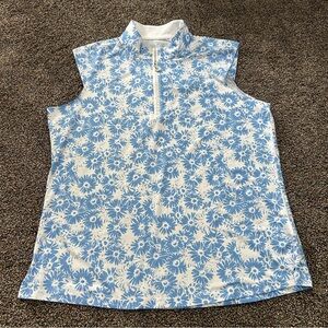 Floral Blue and White Women's Top